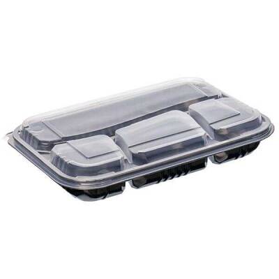 4 Bölmeli Kapaklı Siyah Kebap Kabı Seti - 1