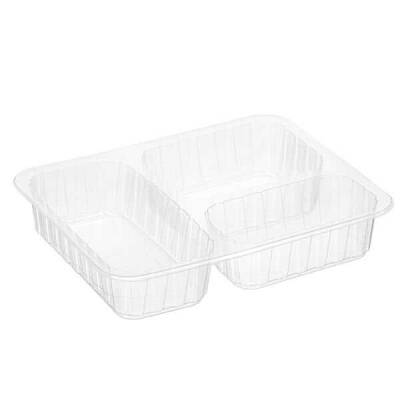 3 Bölmeli Film Yapıştırmalı Gıda Kabı Şeffaf - 1