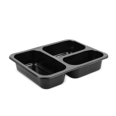 3 Bölmeli Film Yapıştırmalı Gıda Kabı Siyah - 1