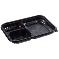 3 Bölmeli Kapaklı Siyah Kebap Kabı Seti - 2