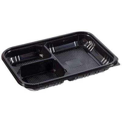 3 Bölmeli Kapaklı Siyah Kebap Kabı Seti - 2