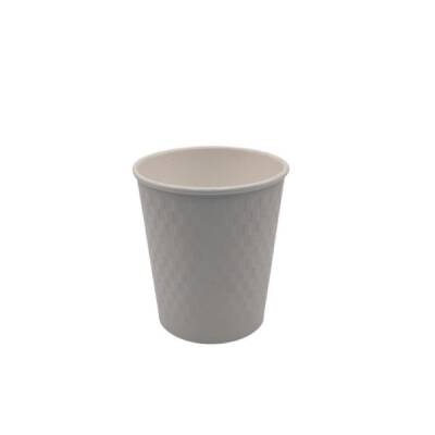 8 oz Beyaz Embossed Karton Bardak - 1