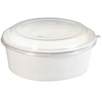 Beyaz Salata Kasesi Seti 1300 cc PET Kapak - 1