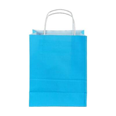 Burgu Saplı Mavi Kağıt Çanta 18x24x8 Cm - 2