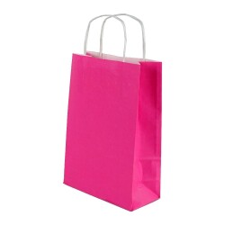 Burgu Saplı Pembe Kağıt Çanta 18x24x8 Cm - AMBALAJ SEPETİM