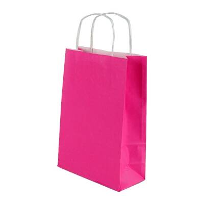 Burgu Saplı Pembe Kağıt Çanta 18x24x8 Cm - 1