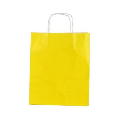 Burgu Saplı Sarı Kağıt Çanta 18x24x8 Cm - 2