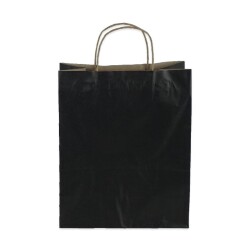 Burgu Saplı Siyah Kağıt Çanta 18x24x8 Cm - 2