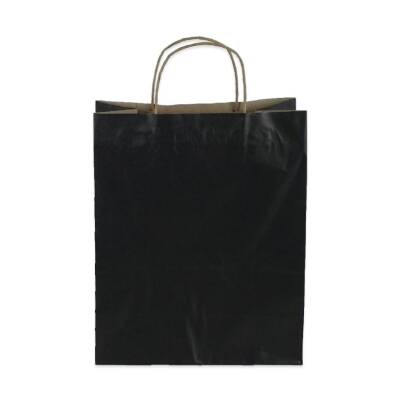 Burgu Saplı Siyah Kağıt Çanta 18x24x8 Cm - 2