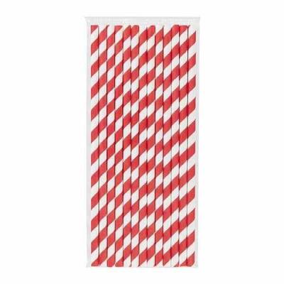 Kırmızı Çizgili Beyaz Kağıt Pipet 8 mm x24 cm - 1