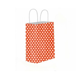 Kırmızı Puantiyeli Kağıt Poşet 18x24x8 Cm - 2