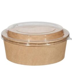 Kraft Karton Salata Kasesi Seti 1300 cc PET Kapak - 1