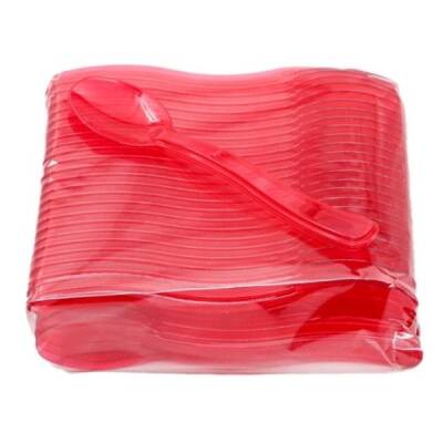 Plastik Lüx Dondurma Kaşığı Kırmızı 12 cm - 3