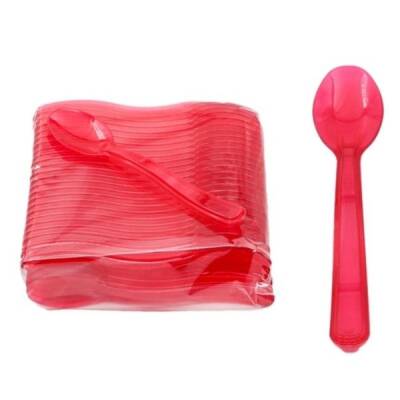 Plastik Lüx Dondurma Kaşığı Kırmızı 12 cm - 1