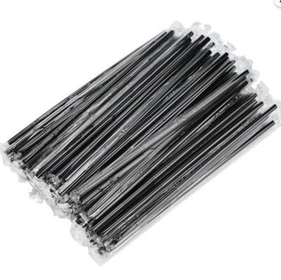 Siyah Frozen Plastik Pipet Jelatin Sargılı 100 Adet - 1